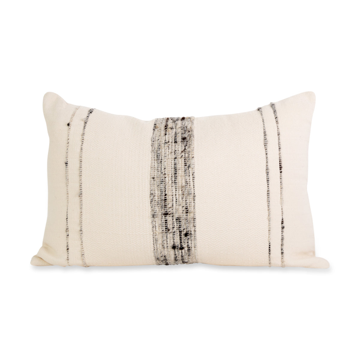 Azulina Medellin Lumbar Pillow Small - Black with Ivory Stripes - Black - Cover Only