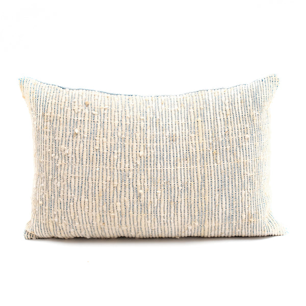 Light Blue Chunky Wool Lumbar Pillow