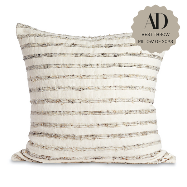 Azulina Medellin Lumbar Pillow Small - Black with Ivory Stripes - Black - Cover Only