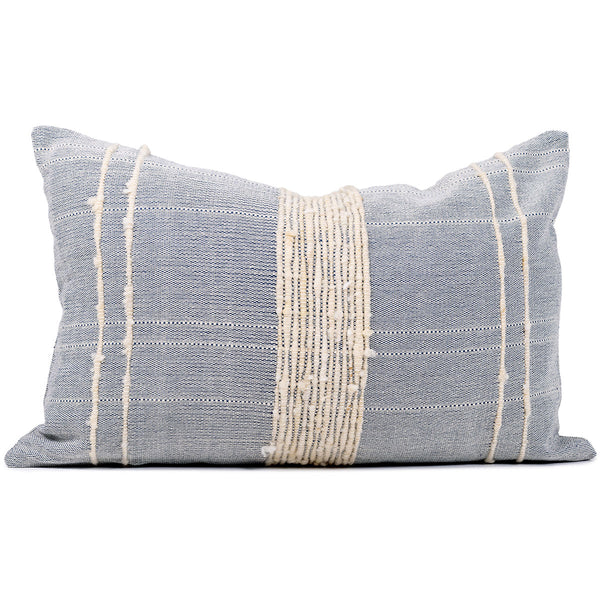 Blue and white lumbar pillow sale