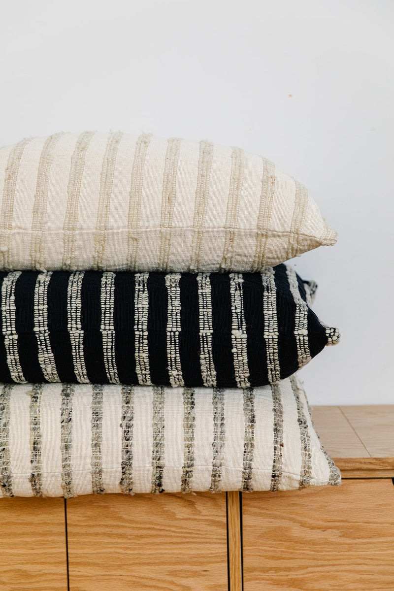 Cartagena Pillow - Ivory with Ivory Stripes