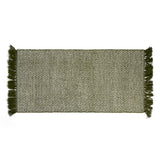 Azulina Home - Cali Bath Mat - Olive - Intricately handwoven cotton creates a clean-lined and versatile pattern that celebrates its natural materials and textures. Use as a bathroom rug or add texture to your floor covering.  Hand crafted in Colombia, combining the heritage of loom weaving with modern design. Complements styles from boho to classic.