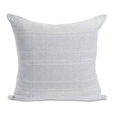 Azulina Home - Bogota Blue with Ivory Stripes - 24" x 24" throw pillow - This toss pillow complements styles from boho to classic. Stripes across the pure cotton twill base create a clean-lined and versatile pattern that celebrates the natural materials. 95% cotton and 5% virgin wool, locally sourced in Colombia. Hand crafted, combining the heritage of loom weaving with modern design.