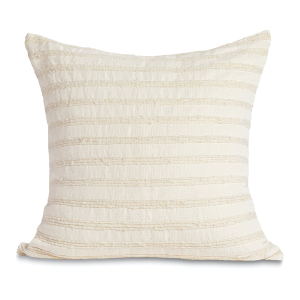 Azulina Home - Cartagena Throw Pillow - Ivory Wool stripes on Ivory cotton - This toss pillow complements styles from boho to classic. Stripes across the pure cotton twill base create a clean-lined and versatile pattern that celebrates the natural materials. 95% cotton and 5% virgin wool, locally sourced in Colombia. Hand crafted, combining the heritage of loom weaving with modern design. 
